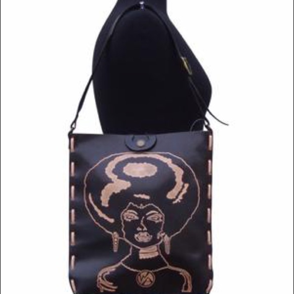All Leather Afro Lady Statement Crossbody